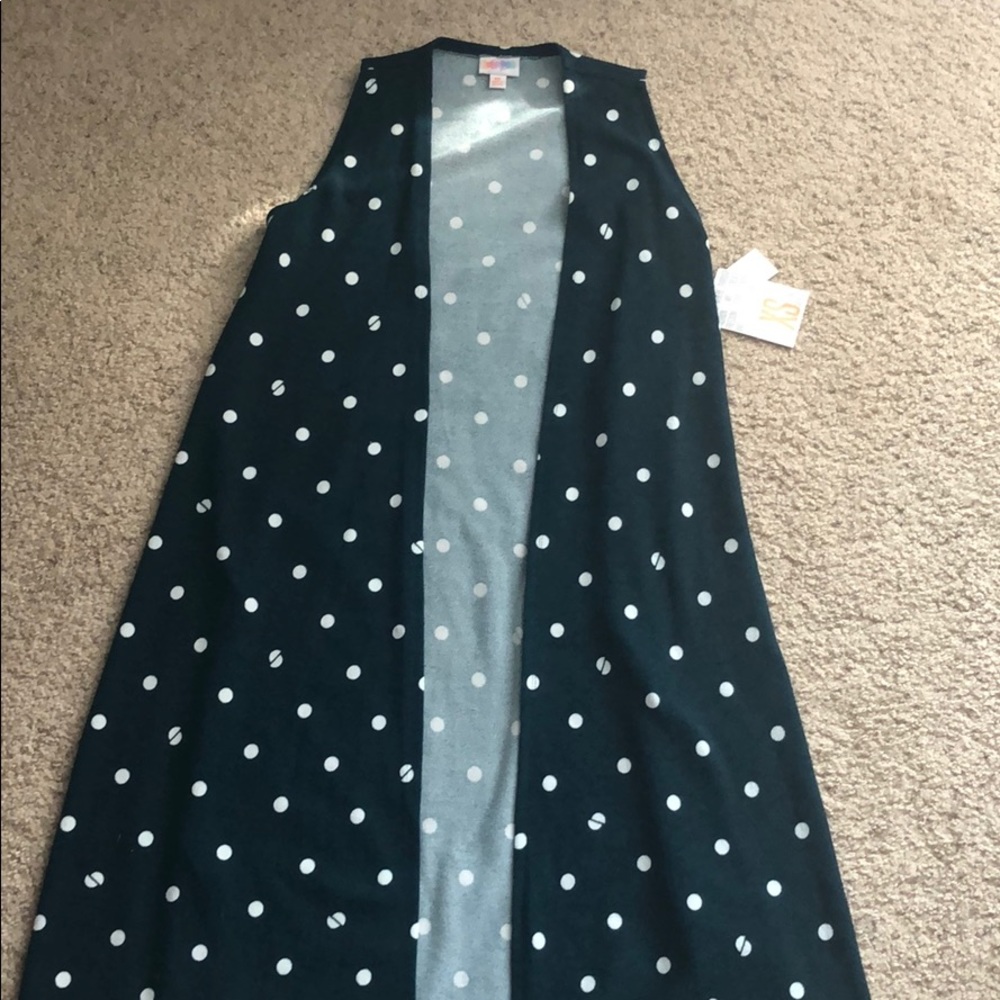 LulaRoe XS Joy Wintergreen with White Polka Dots